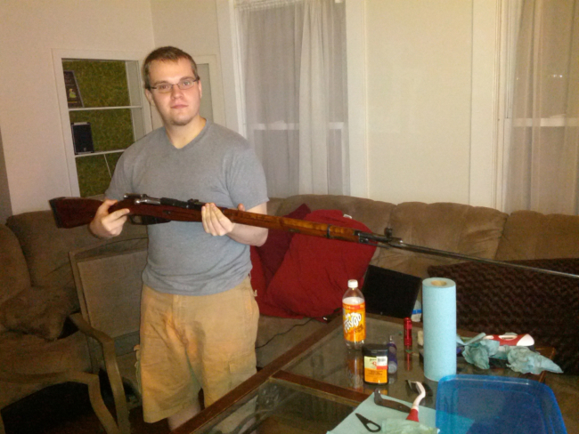 Me holding the Mosin.  Note the bayonet!!
